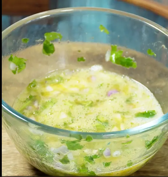 Whisk eggs in a bowl along with salt